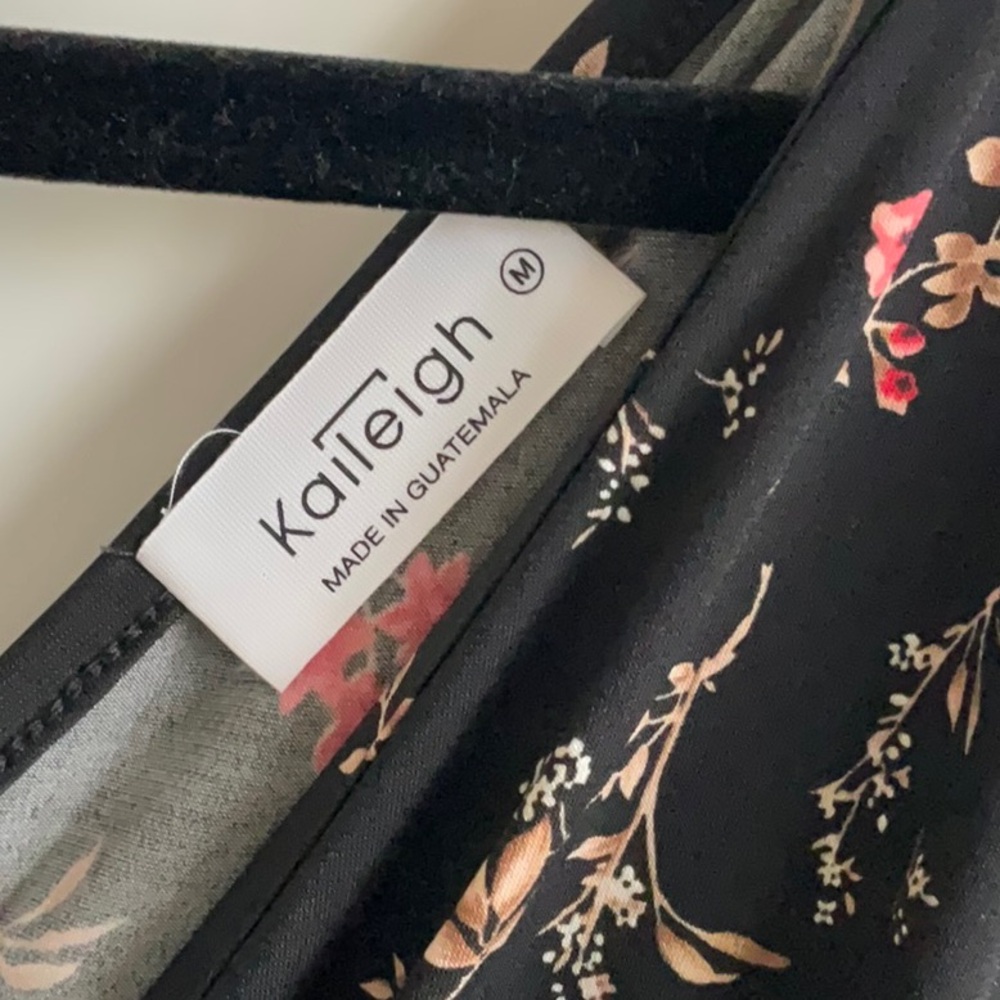Floral Wrap Black Dress - Picture 2 of 6